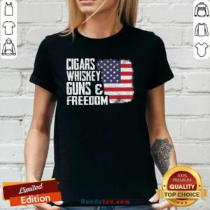 Cool Cigars Whiskey 9 Guns And Freedom Ladies Tee - Design by Handstee.com