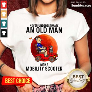 Excited Old Man A Mobility Scooter 1 Ladies Tee - Design By Handstee.com