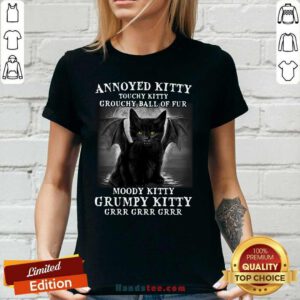 Funny 7 Annoyed Touchy Kitty Grouchy Ladies Tee - Design by Handstee.com