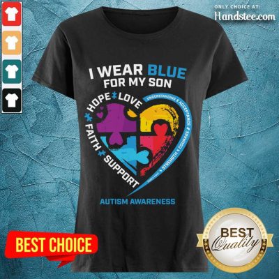 Happy 1 I Wear Blue For My Son Ladies Tee - Design By Handstee.com