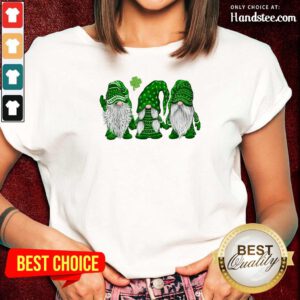Pretty St Patricks Day Three Gnomes Ladies Tee - Design by Handstee.com