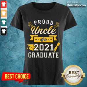 Surprised Proud Uncle 2021 Graduate Gold Ladies Tee