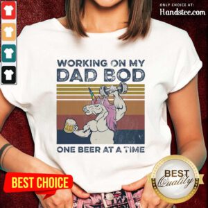 Terrific Unicorn Working On My Dad Bod Ladies Tee - Design By Handstee.com