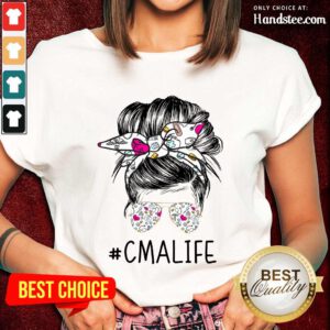 Amused Girl Bun Hair Glasses CMA Life Ladies Tee