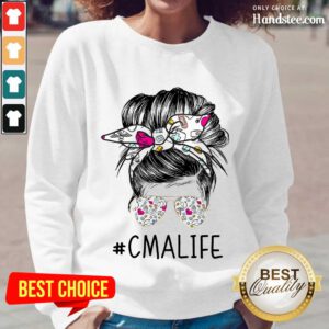 Amused Girl Bun Hair Glasses CMA Life Long-Sleeved