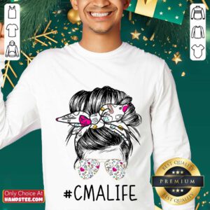 Amused Girl Bun Hair Glasses CMA Life Sweater