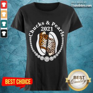 Confident Chucks And Pearls 2021 Leopard Ladies Tee