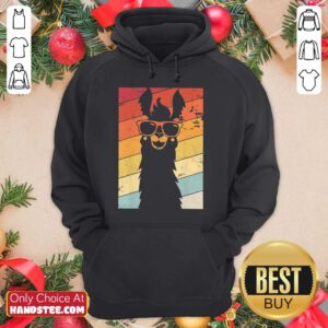 Excited Llama Wear Glasses Vintage Hoodie