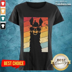 Excited Llama Wear Glasses Vintage Ladies Tee