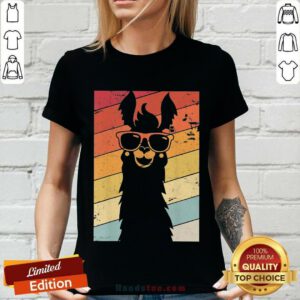 Excited Llama Wear Glasses Vintage V-neck