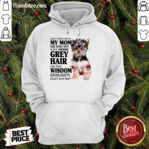 Excited Yorkshire 2 My Mom Grey Hair Wisdom Highlights American Flag Hoodie