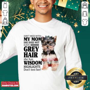 Excited Yorkshire 2 My Mom Grey Hair Wisdom Highlights American Flag Sweater