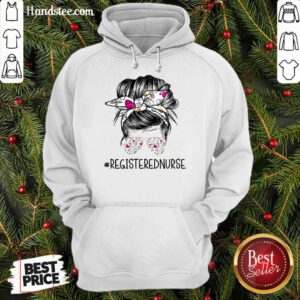 Great Girl Bun Hair Glasses Registered Nurse Hoodie