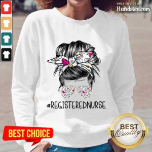 Great Girl Bun Hair Glasses Registered Nurse Long-Sleeved