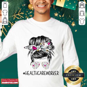 Happy Girl Bun Hair Glasses Healthcare Worker Sweater
