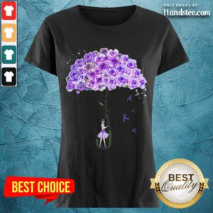 Never Give Up Umbrella Rose Lupus Awareness Ladies Tee