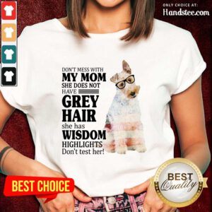 Premium Wire Fox My Mom Grey Hair Wisdom Highlights American Flag Ladies Tee