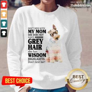 Premium Wire Fox My Mom Grey Hair Wisdom Highlights American Flag Long-Sleeved