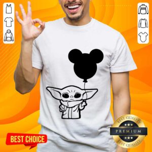 Star Wars Baby Yoda Holding Balloon Mickey Mouse Shirt
