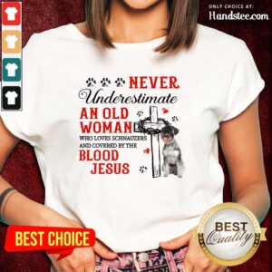 Surprised Never Underestimate An Old Man Blood Of Jesus Schnauzer Ladies Tee