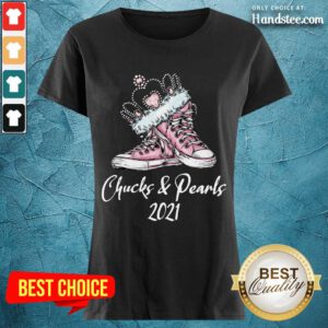 Top Chucks Crown And Pearls 2021 Pink Converse Sneakers Ladies Tee