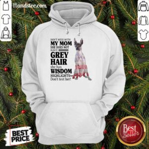 Top Xoloitzcuintli My Mom Grey Hair Wisdom Highlights American Flag Hoodie