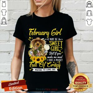 February Girl Sweet Girl Full Of Crazy V-neck
