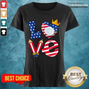 Love American Flag Teacher Life Ladies Tee