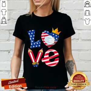 Love American Flag Teacher Life V-neck