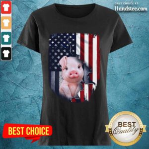 Pig American Flag Ladies Tee