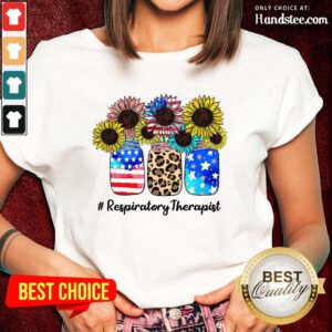 Sunflower American Flag Respiratory Therapist Ladies Tee