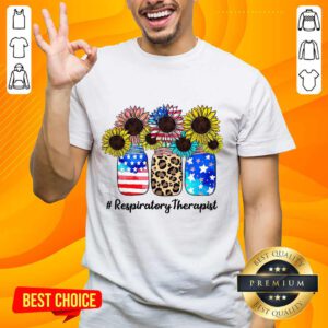 Sunflower American Flag Respiratory Therapist Shirt