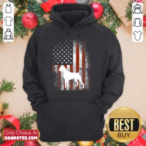 White Boxer Dog American Flag Hoodie
