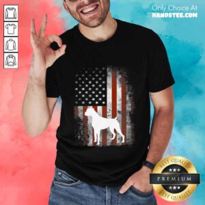 White Boxer Dog American Flag Shirt