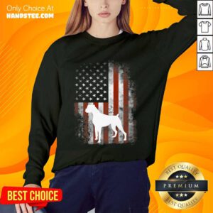 White Boxer Dog American Flag Sweater