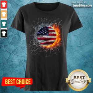 Baseball Water And Fire Flag Ladies Tee
