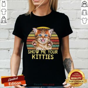Cat Show Me Your Kitties Vintage V-neck