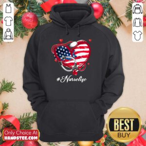 Heart American Flag Nurse Life Hoodie