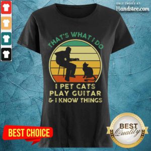 I Pet Cats Play Guitar Vintage Ladies Tee