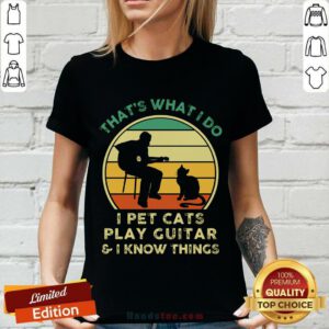I Pet Cats Play Guitar Vintage V-neck