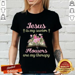 Jesus Is My Savior Flower V-neck