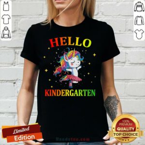 Unicorn Hello Kindergarten Color V-neck