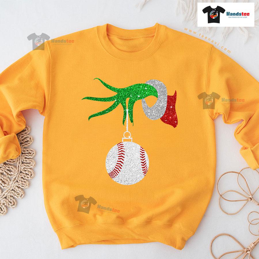 Grinch Hand Baseball Ball Ornament Christmas Sweatshirt