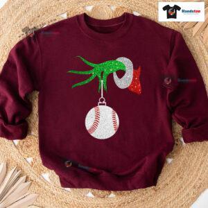 Grinch Hand Baseball Ball Ornament Christmas Sweatshirt