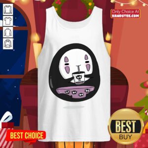Cute No Face Kaonashi Drinking Bubble Tea tank-top