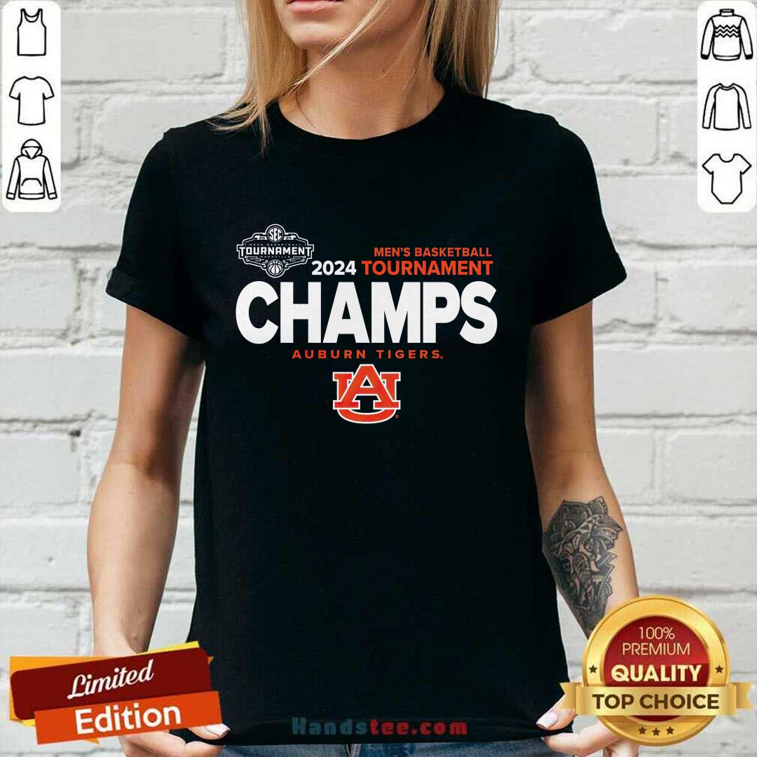 Auburn Tigers 2024 SEC Men's Basketball Conference Tournament Champions Locker Room ladies-tee