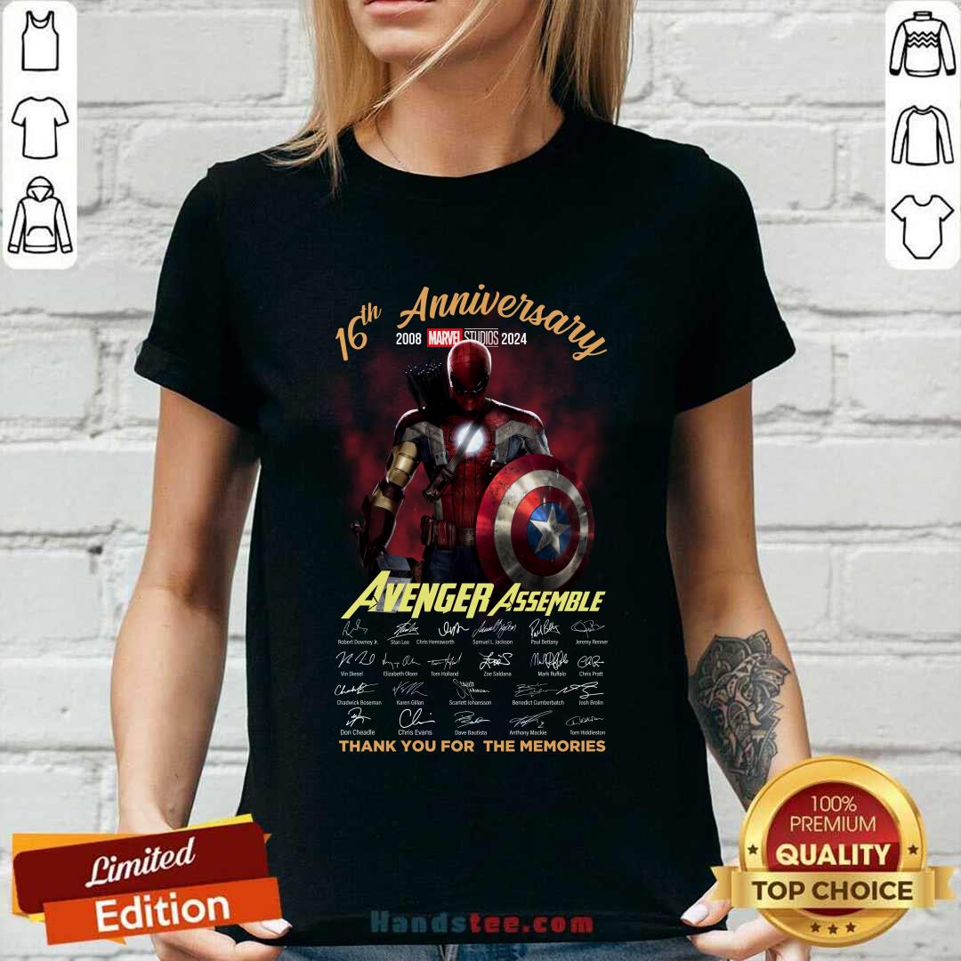 Avenger Assemble 16th Anniversary 2008-2024 Thank You For The Memories Ladies-tee
