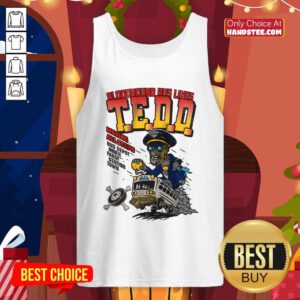 Bloodhound Bus Lines TEDD Making All Stops Bus Depot Diner Farm Station Town Zombie Tank-top