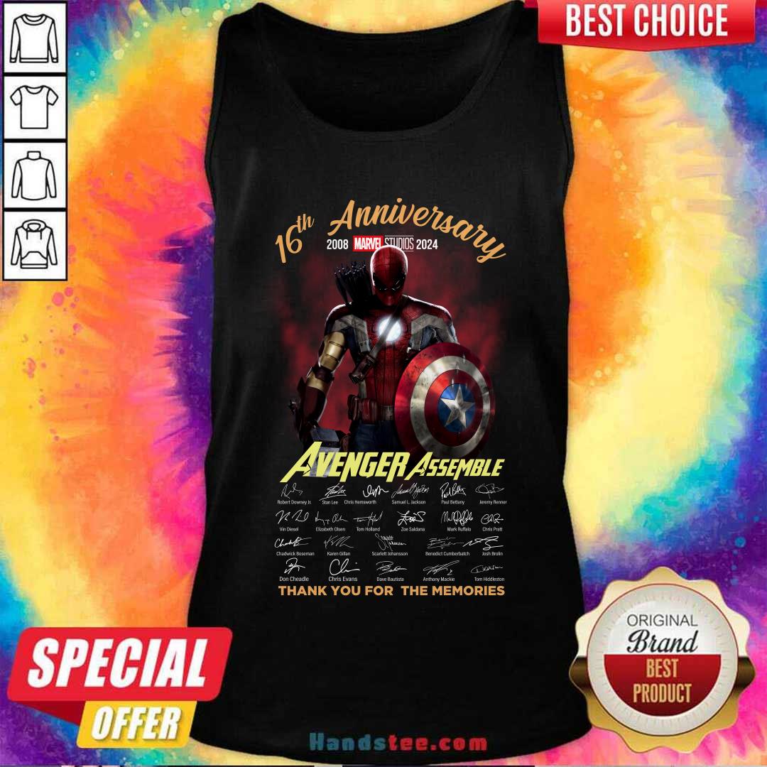 Avenger Assemble 16th Anniversary 2008-2024 Thank You For The Memories Tank-top