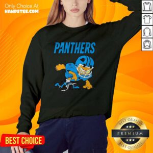 Carolina Panthers Garfield Cat Grumpy Football Player 2024 Sweater